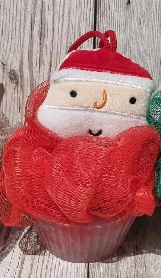 Christmas Cuties Shower Scrubbie GINGERBREAD AND SANTA